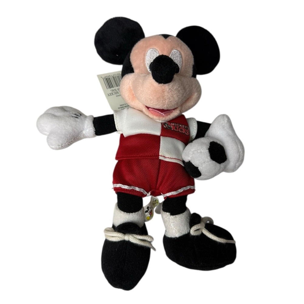 NWT WALT DISNEY WORLD Mickey Mouse Kick Soccer Bean Bag Plush Toy 2000 RARE 11" - Picture 2 of 8